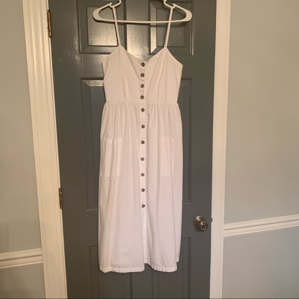 White Button Up Midi Dress